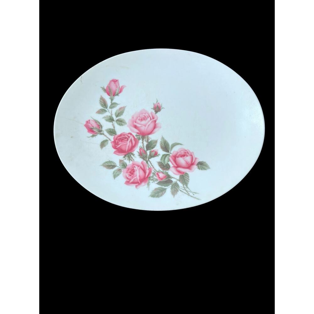 Boontonware Oval Floral Platter 12.5” x 10” Cottagecore Feminine Shabby